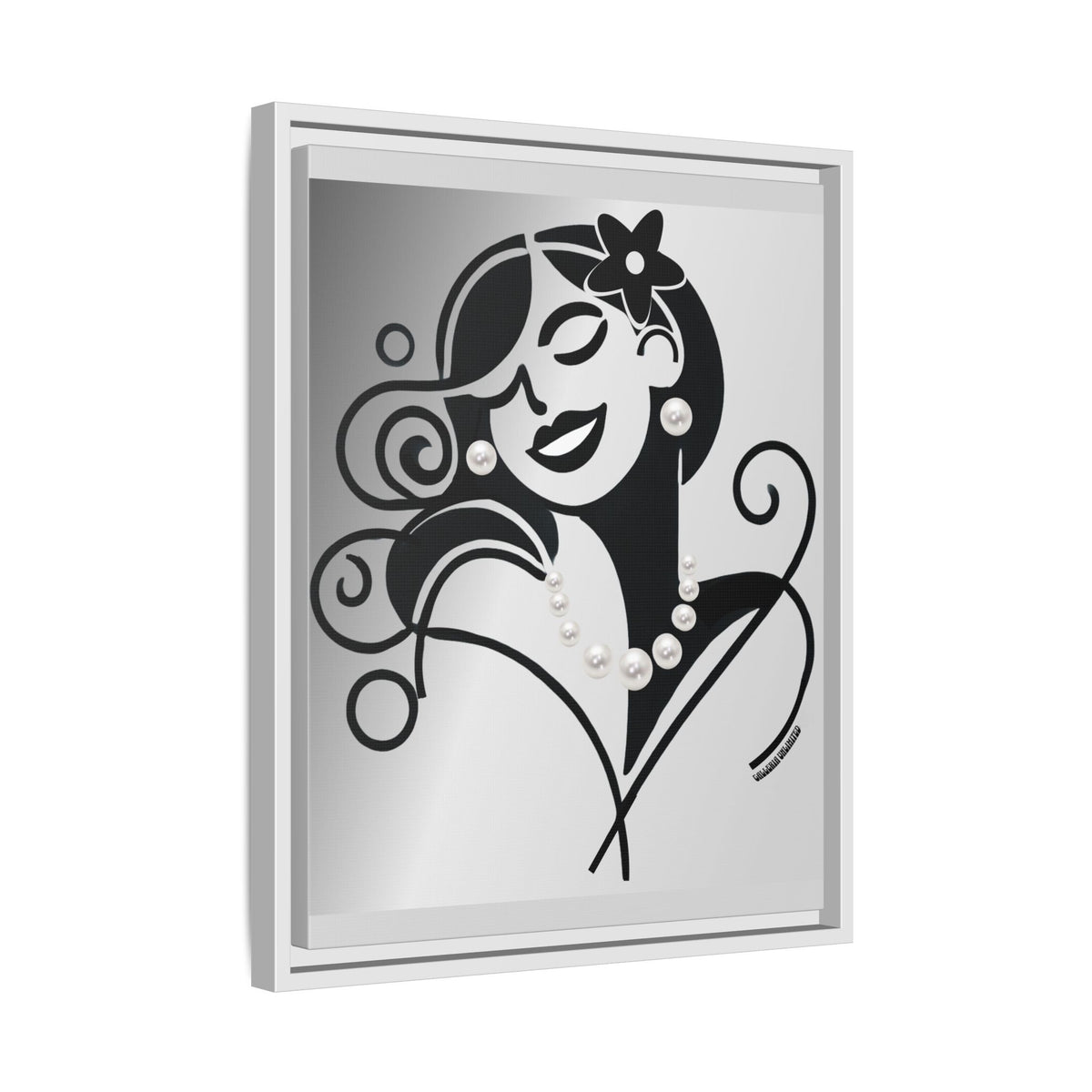 Pearls & Curls 4 | Black and White Framed Matte Canvas Wall Art (black or white frame)