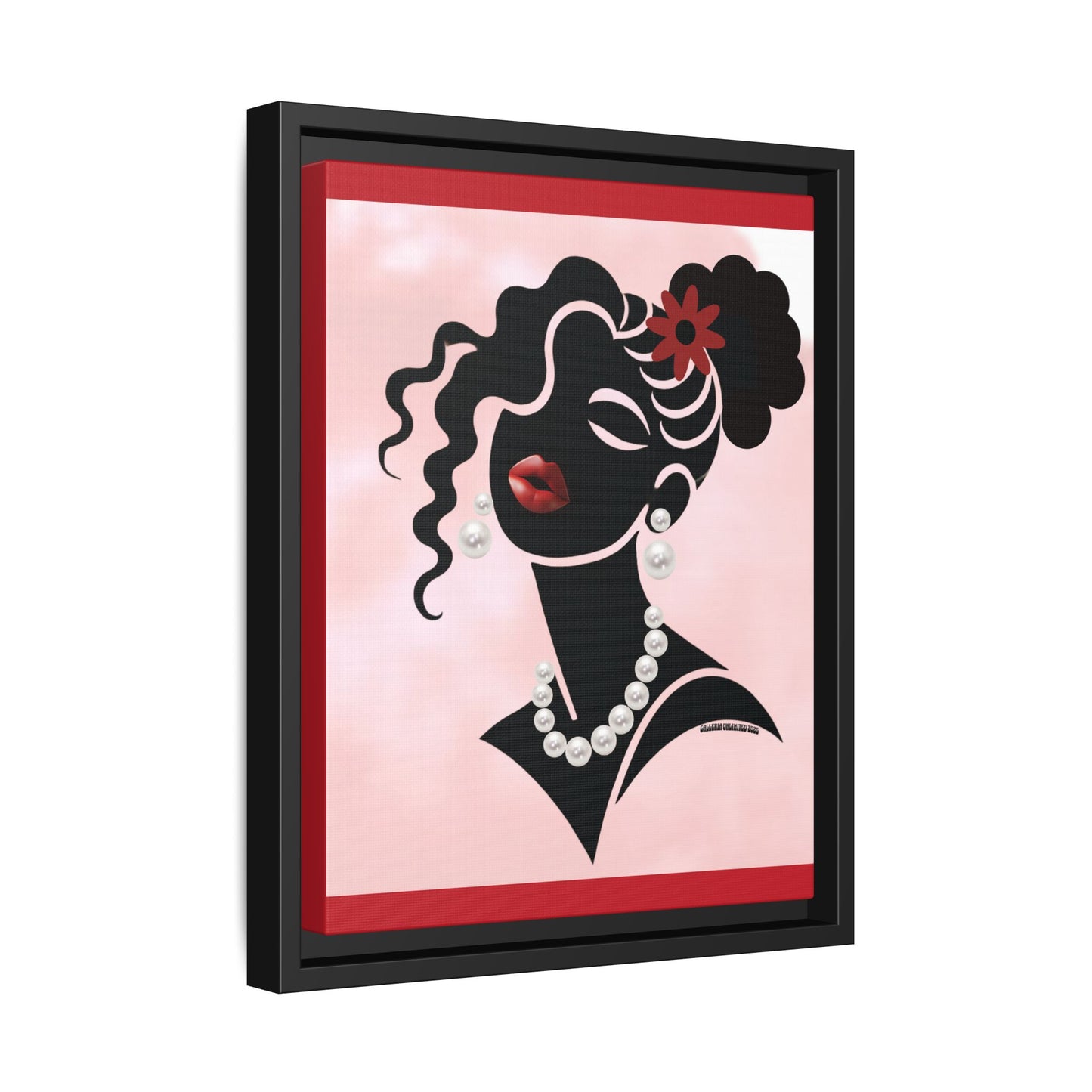 Pearls & Curls5 | Ruby Kiss - Framed Matte Canvas Art (black or white frame)