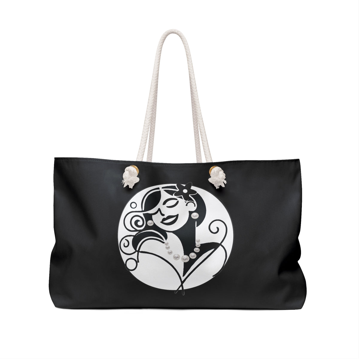 Pearls & Curls 4 | Black Double-Sided Weekender Bag