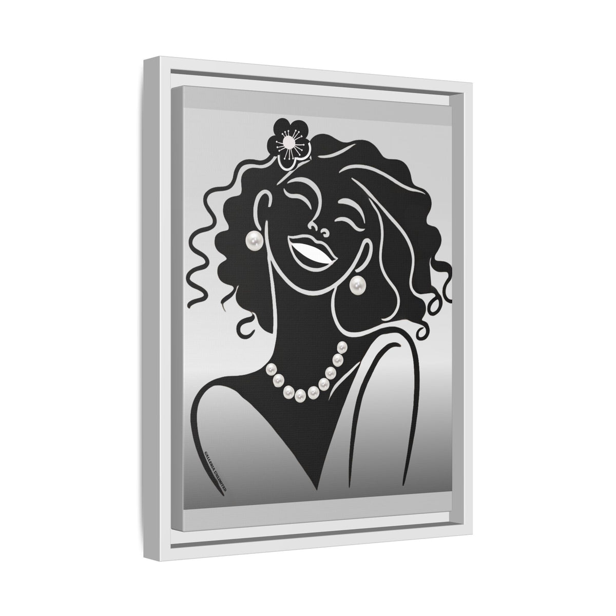 Pearls & Curls 2 | Black and White Framed Matte Canvas Wall Art (black or white frame)