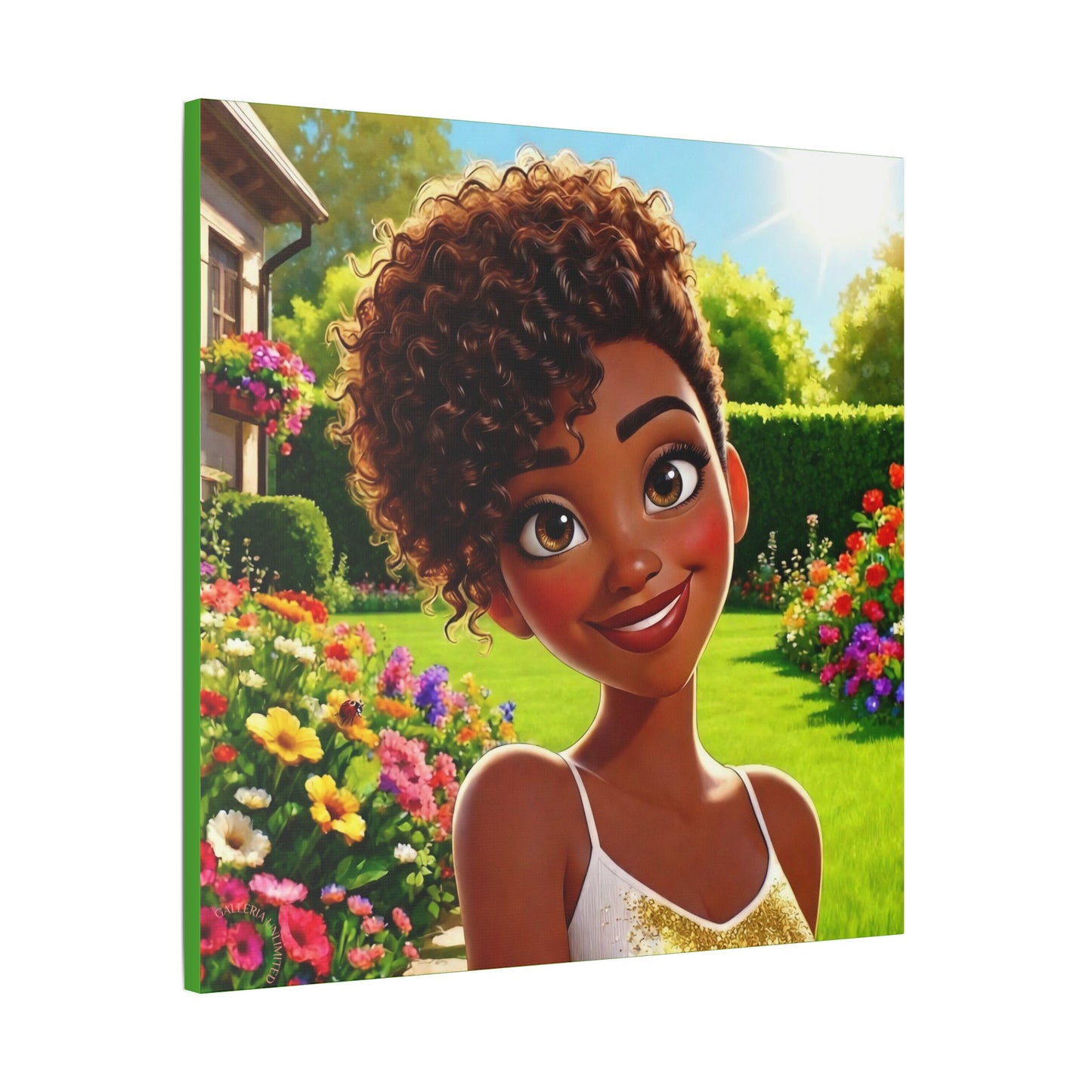 Spring Bloom | Lady Bug, Satin Stretched Canvas Print