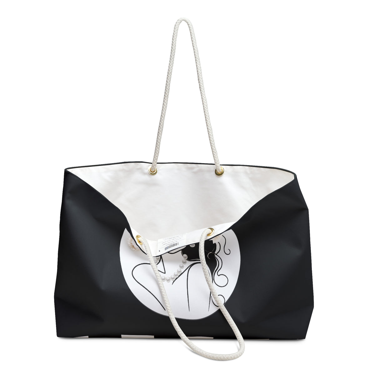 Pearls & Curls 3 | Black Double-Sided Weekender Bag