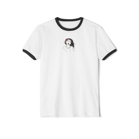 Pearls & Curls3| Scarlet Kiss Ringer Tee (heather grey or white)