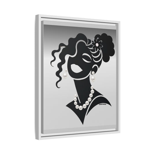 Pearls & Curls 5 | Black and White Framed Matte Canvas Wall Art (black or white frame)