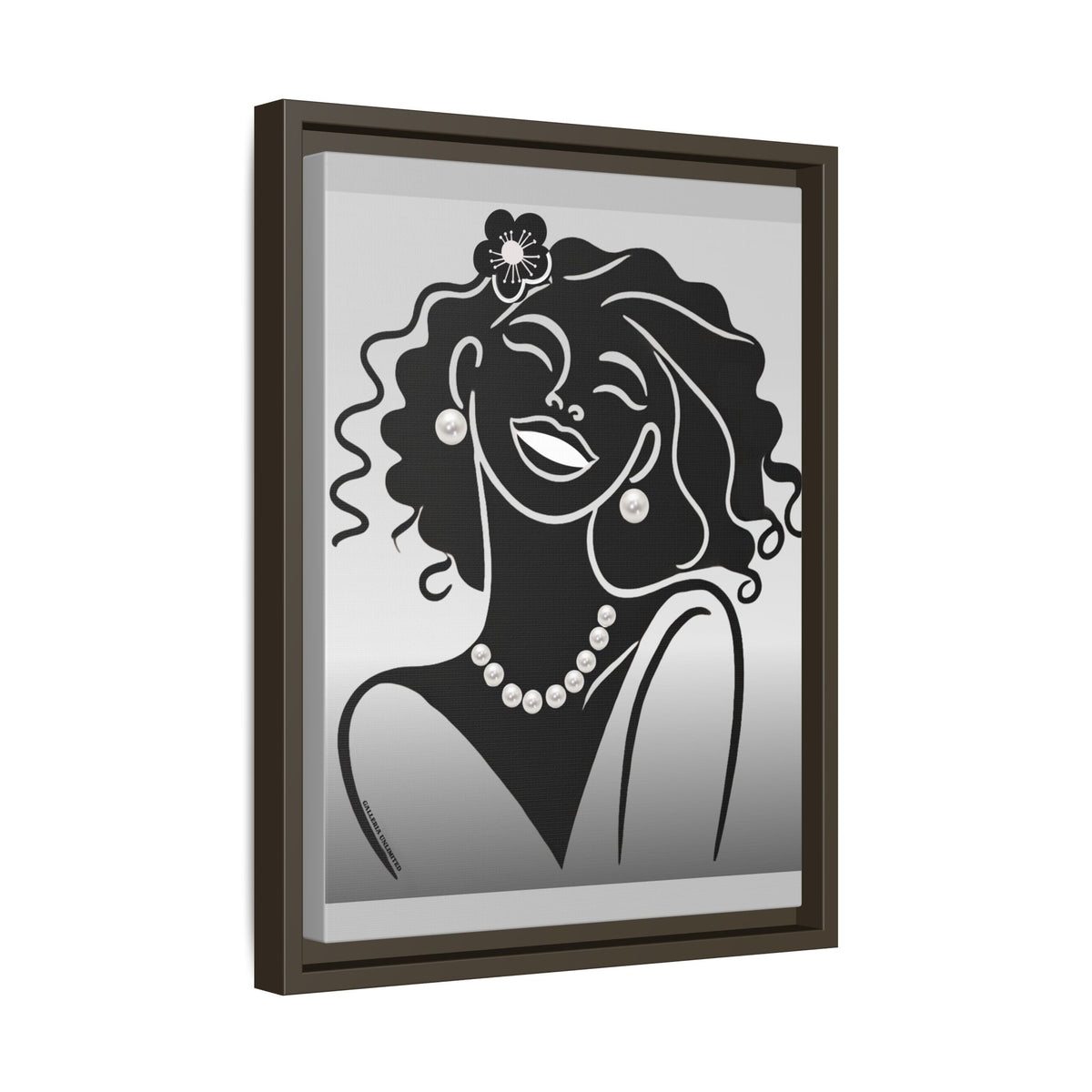 Pearls & Curls 2 | Black and White Framed Matte Canvas Wall Art (black or white frame)