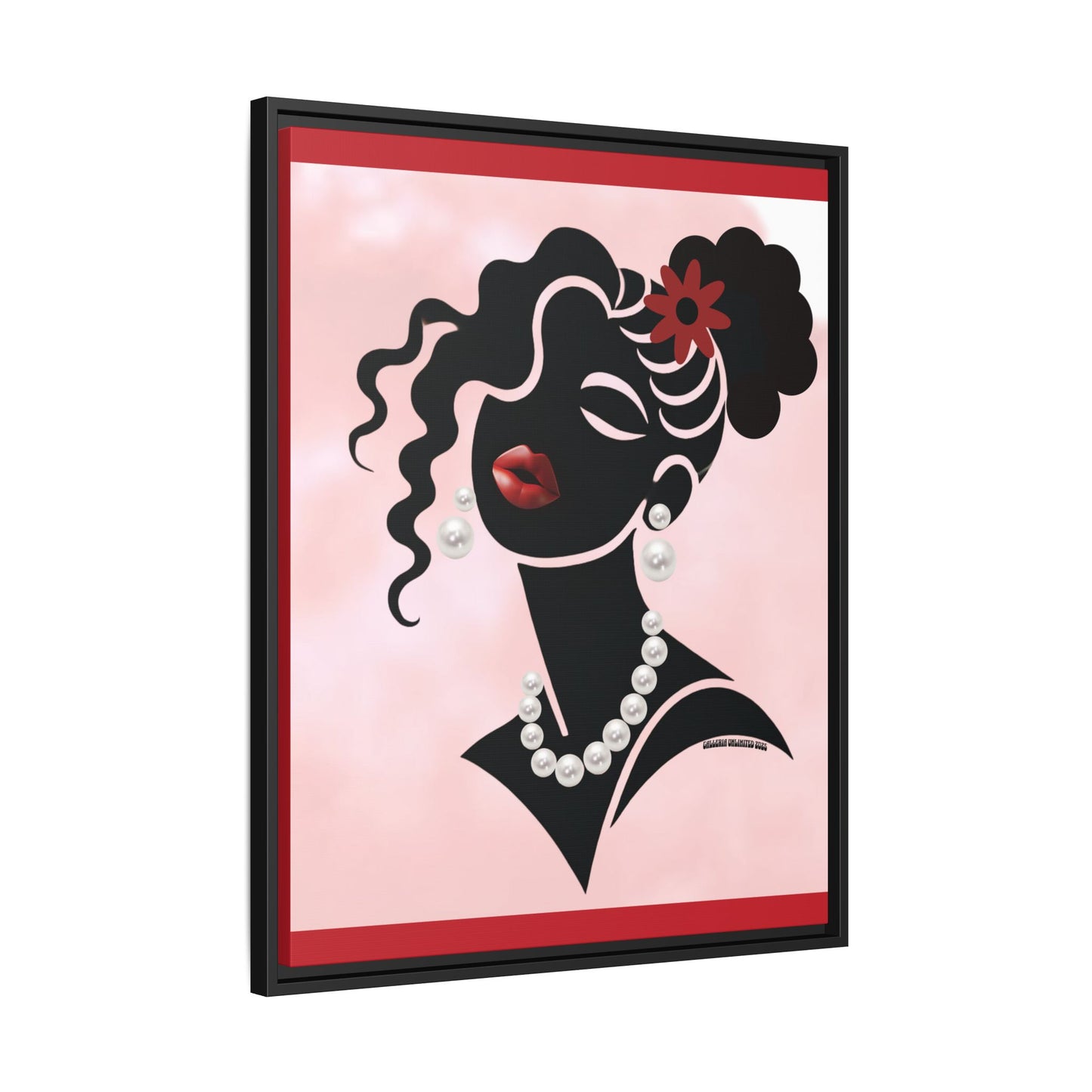 Pearls & Curls5 | Ruby Kiss - Framed Matte Canvas Art (black or white frame)