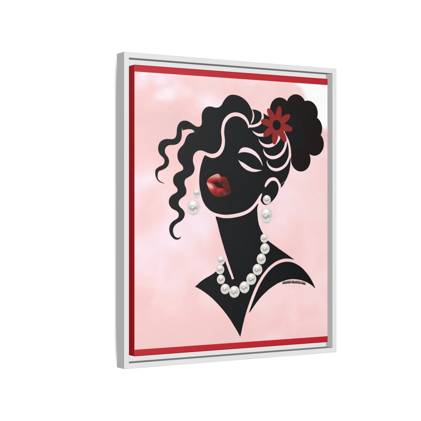 Pearls & Curls5 | Ruby Kiss - Framed Matte Canvas Art (black or white frame)