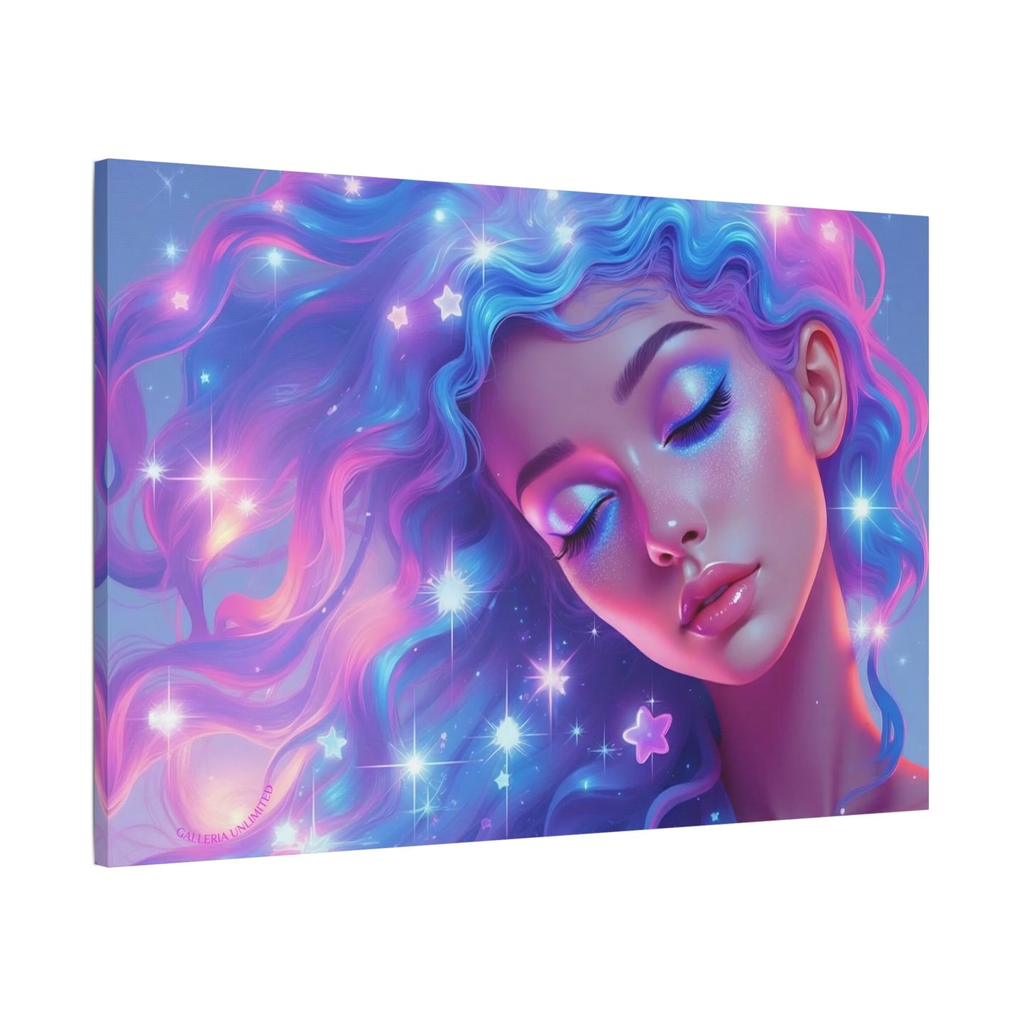 Winter Fantasy 3 | Dreamy Starry Muse Satin Stretched Canvas Print
