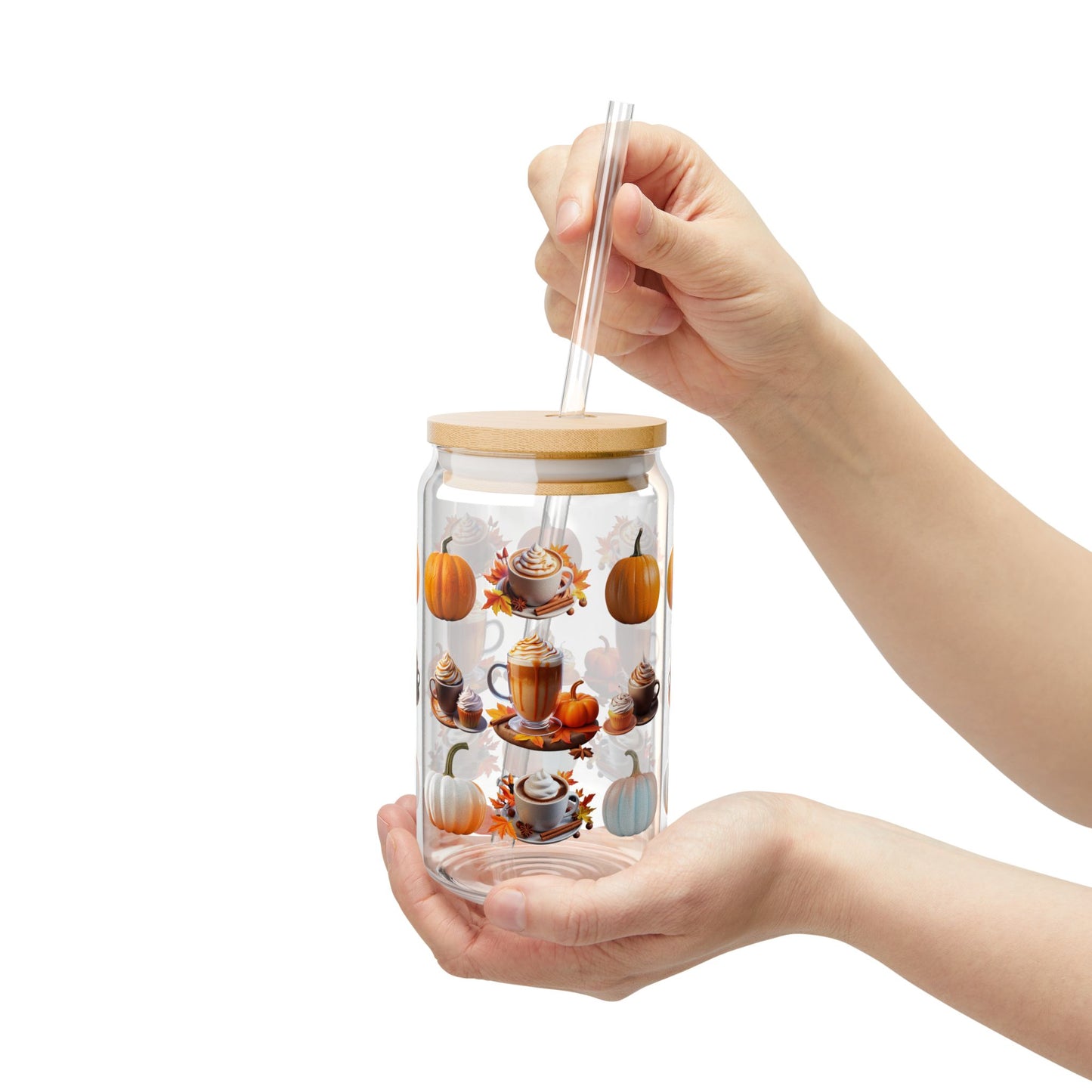 The Cozy Edit2 - Pumpkin Latte Sipper Glass, 16oz