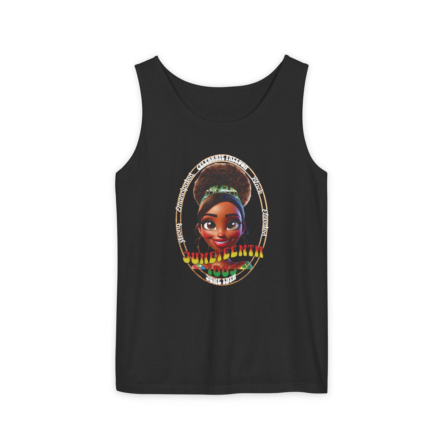 The 92% Club | Juneteenth Celebration Tank Top, front and back design (multiple colors)