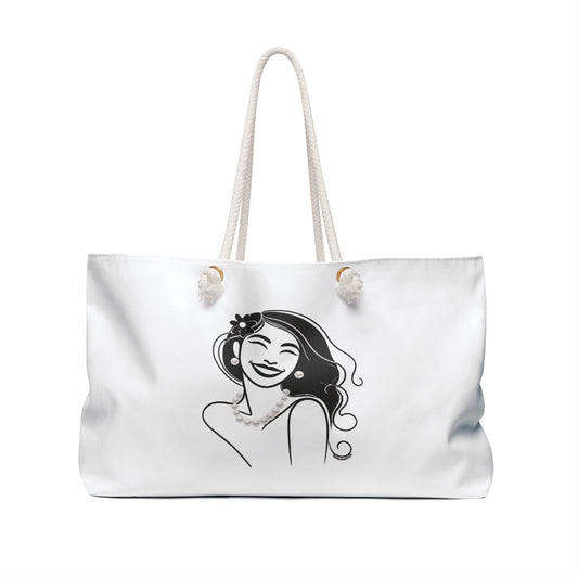 Pearls & Curls3 | White - Two-Sided Weekender Bag