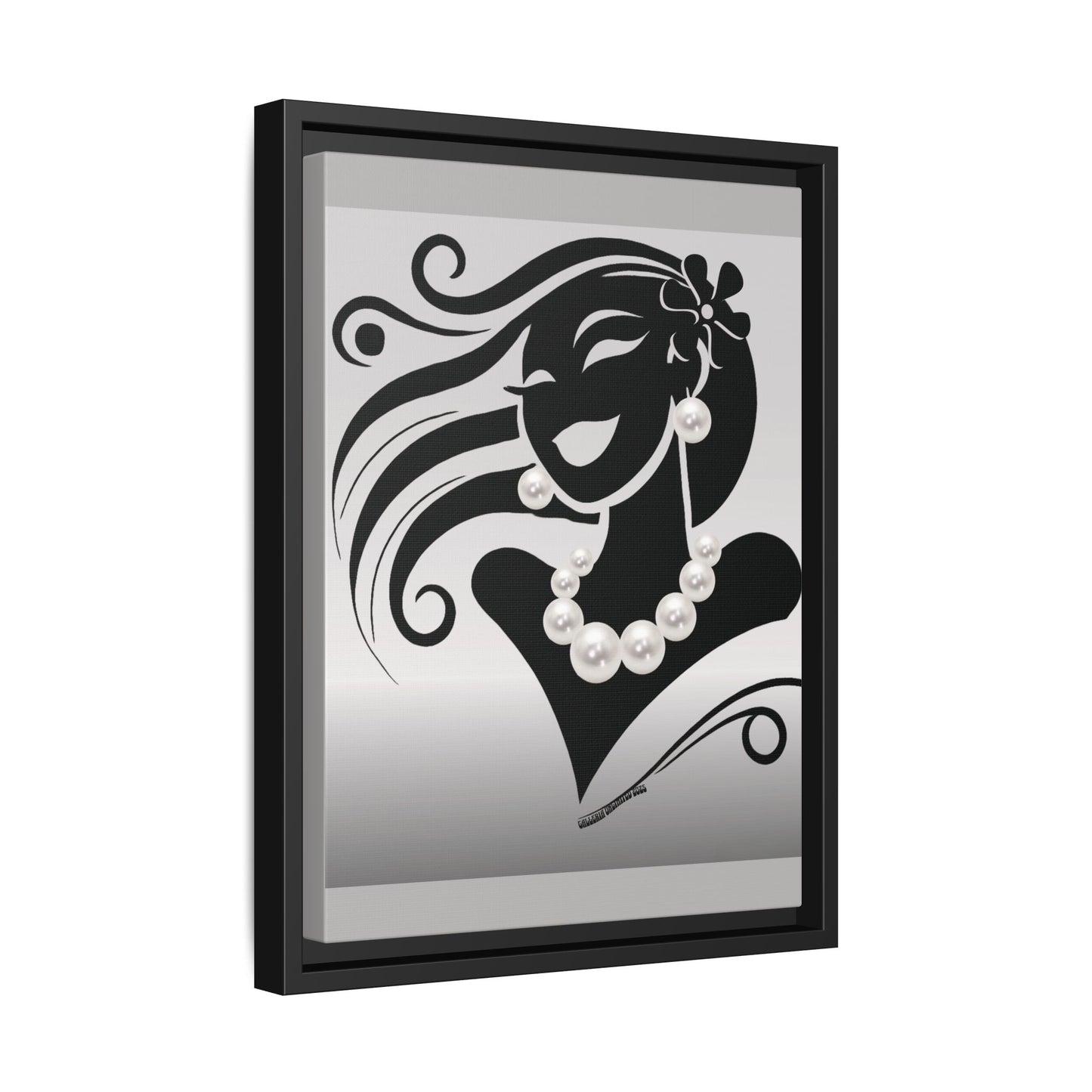 Pearls & Curls6 | Black and White - Framed Matte Canvas Art (black or white frame)