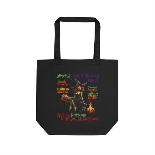 The Spooky Edit4 - Witchy Vibes Eco Tote Bag,double-sided (black or beige)