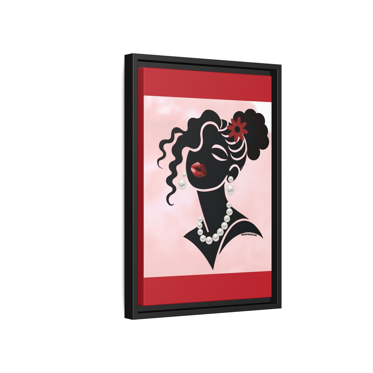 Pearls & Curls5 | Ruby Kiss - Framed Matte Canvas Art (black or white frame)
