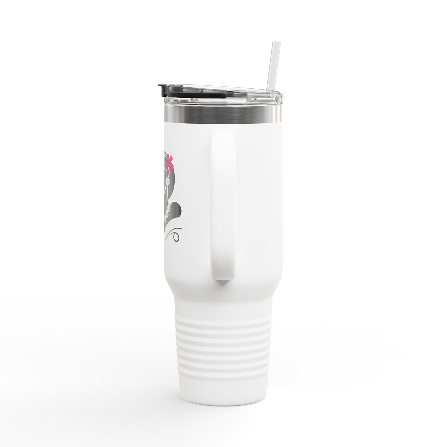 Pearls & Curls6 | Pink Pout - Insulated Travel Mug, 40oz (black or white)