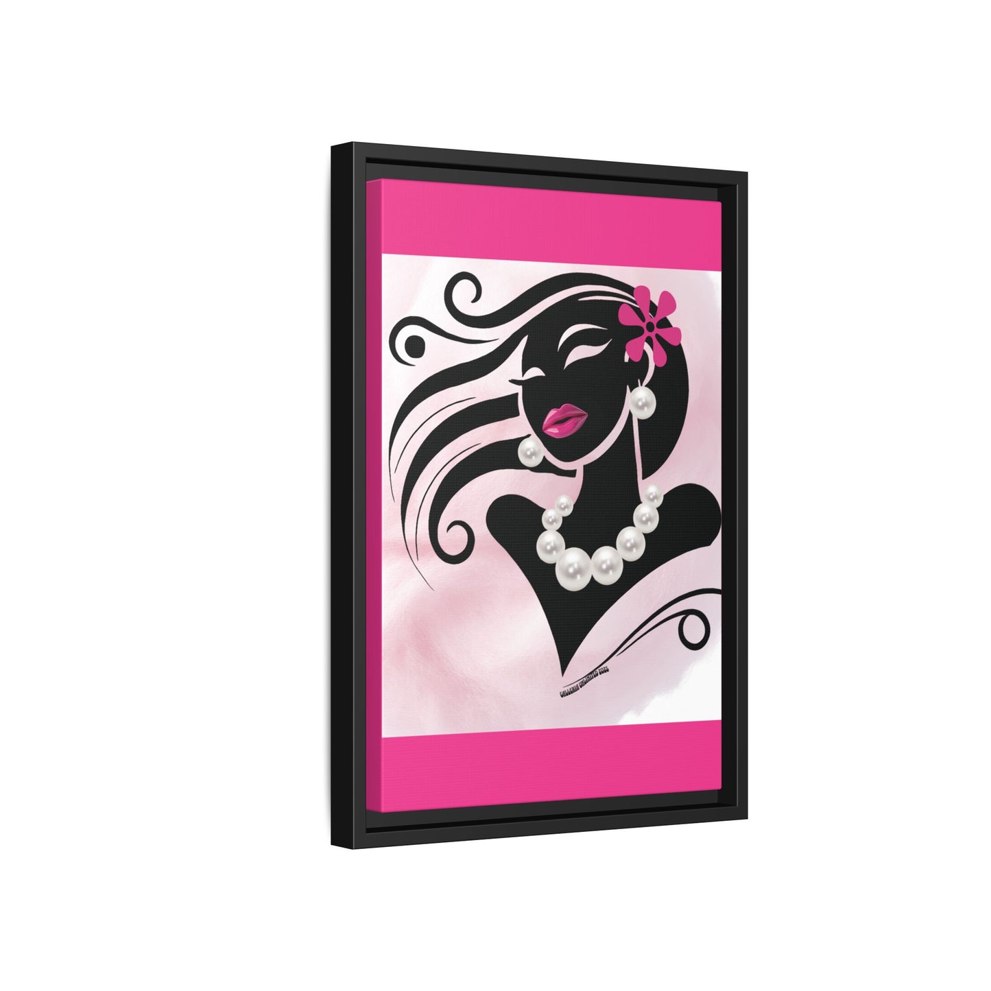 Pearls & Curls6 | Pink Pout - Framed Matte Canvas Art