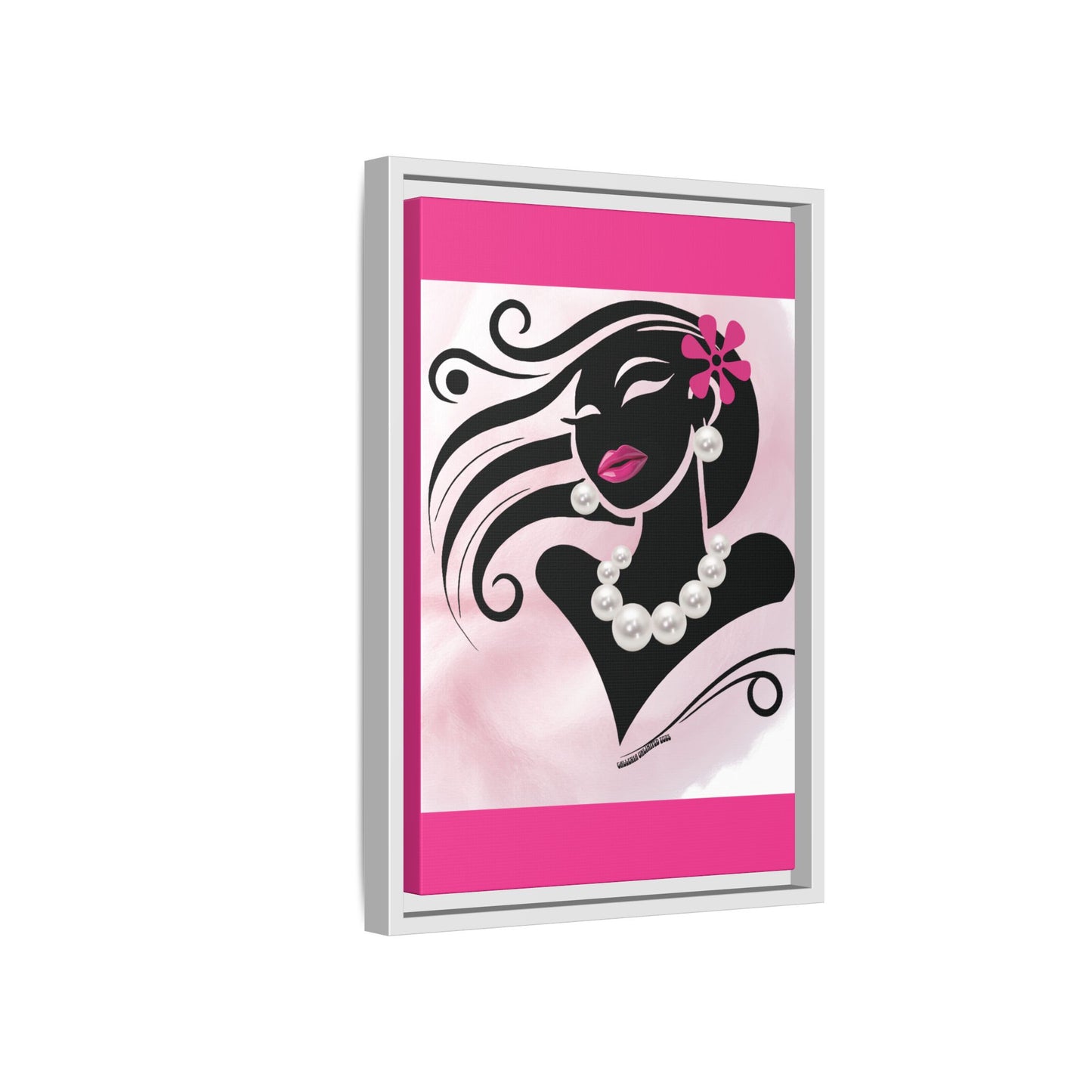 Pearls & Curls6 | Pink Pout - Framed Matte Canvas Art