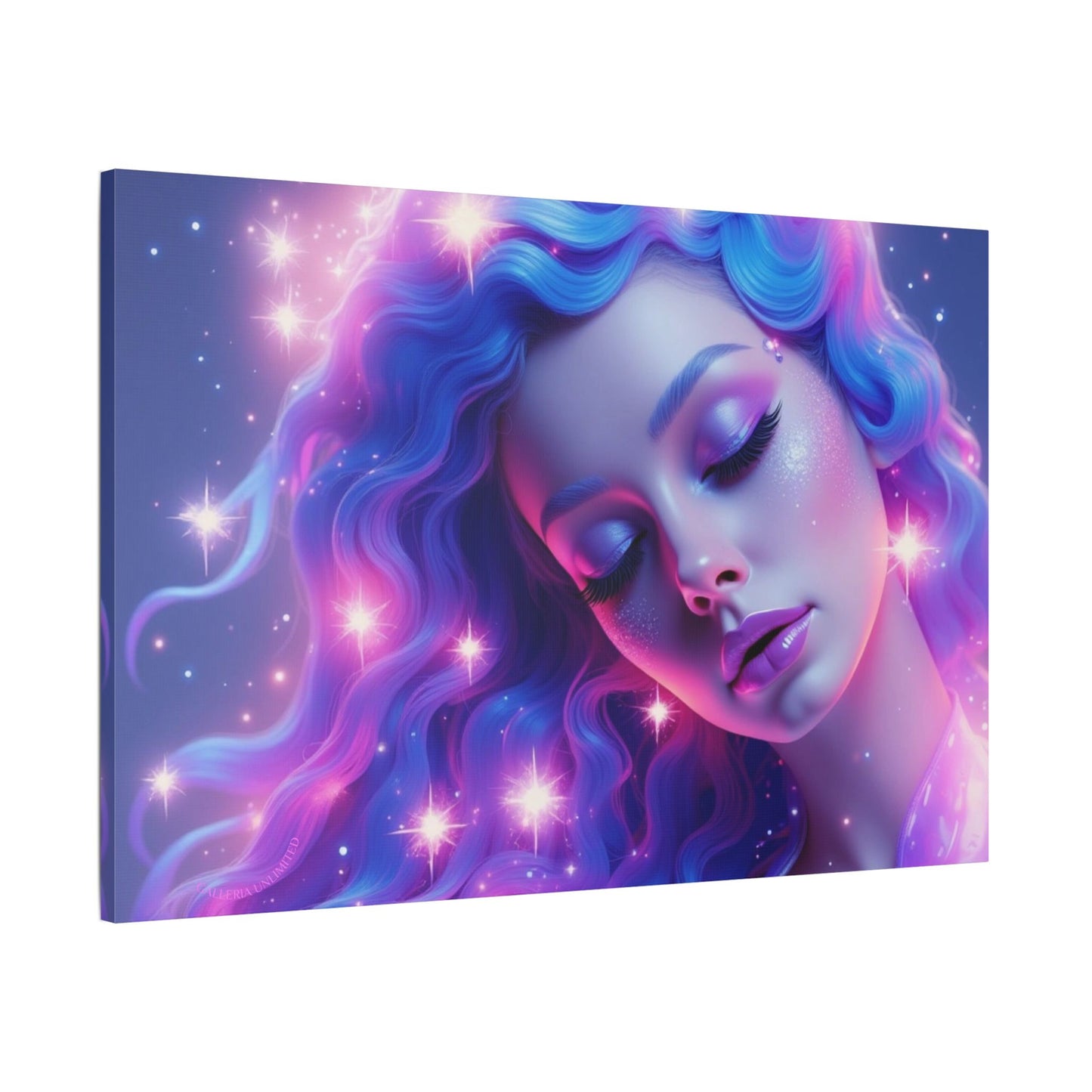 Winter Fantasy 2 | Dreamy Neon Muse Satin Stretched Canvas Print