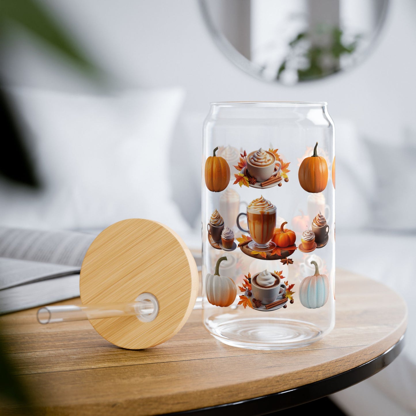 The Cozy Edit2 - Pumpkin Latte Sipper Glass, 16oz