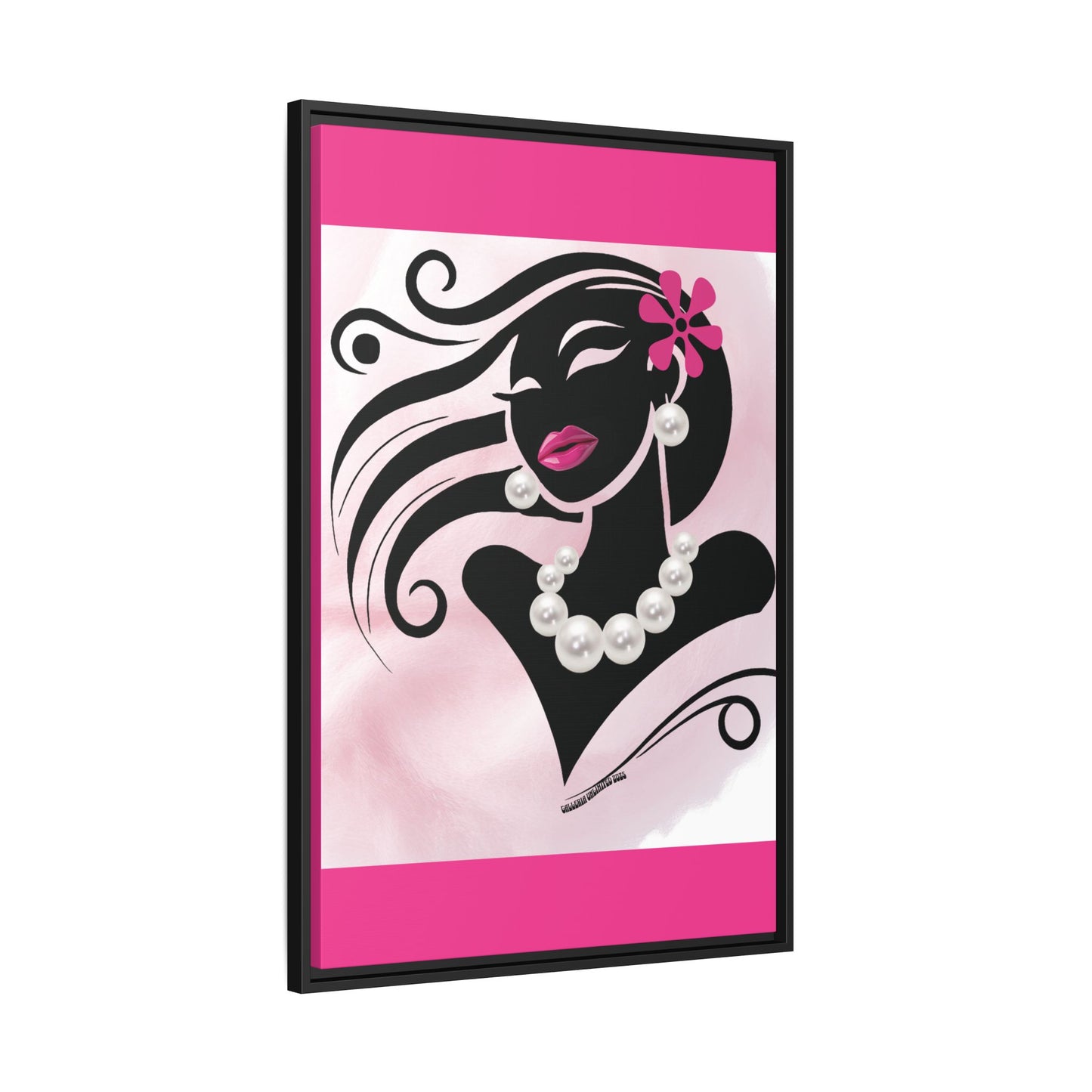 Pearls & Curls6 | Pink Pout - Framed Matte Canvas Art