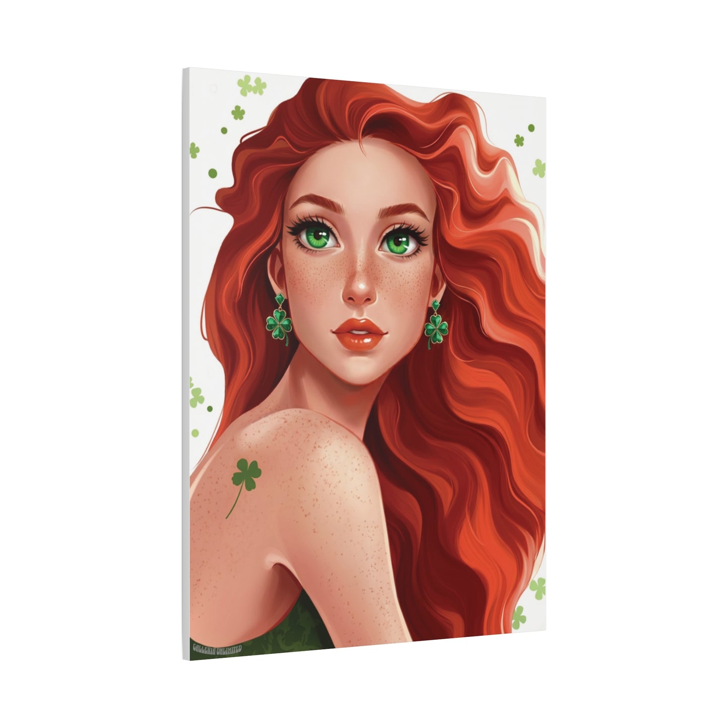 Clovers 1 | Emerald Whisper in White, Matte Canvas Print