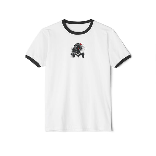 Pearls & Curls1| Ruby Lips Ringer Tee (heather grey or white)