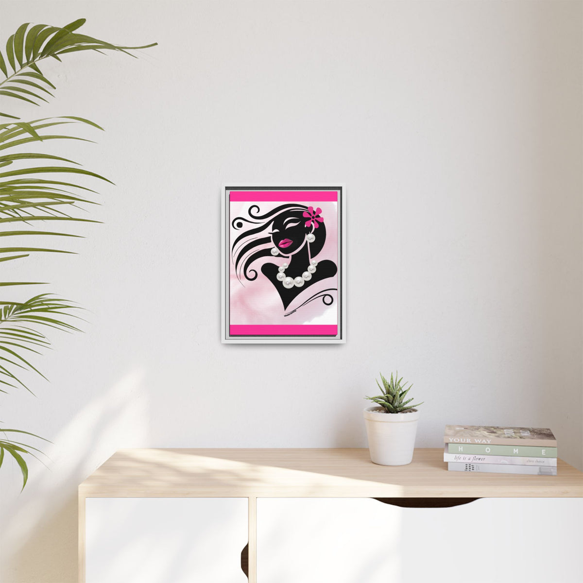 Pearls & Curls 6 | Candy Kiss Framed Matte Canvas Wall Art (black or white frame)