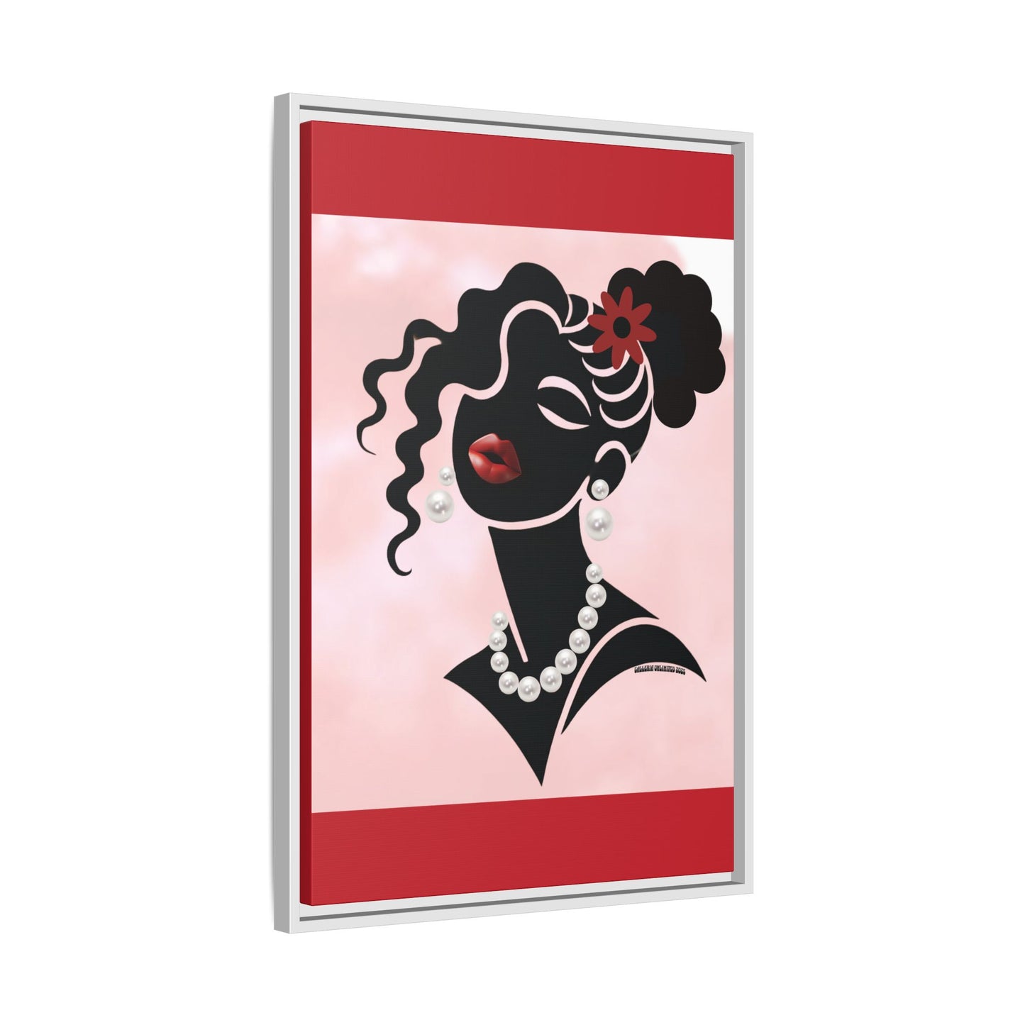 Pearls & Curls5 | Ruby Kiss - Framed Matte Canvas Art (black or white frame)