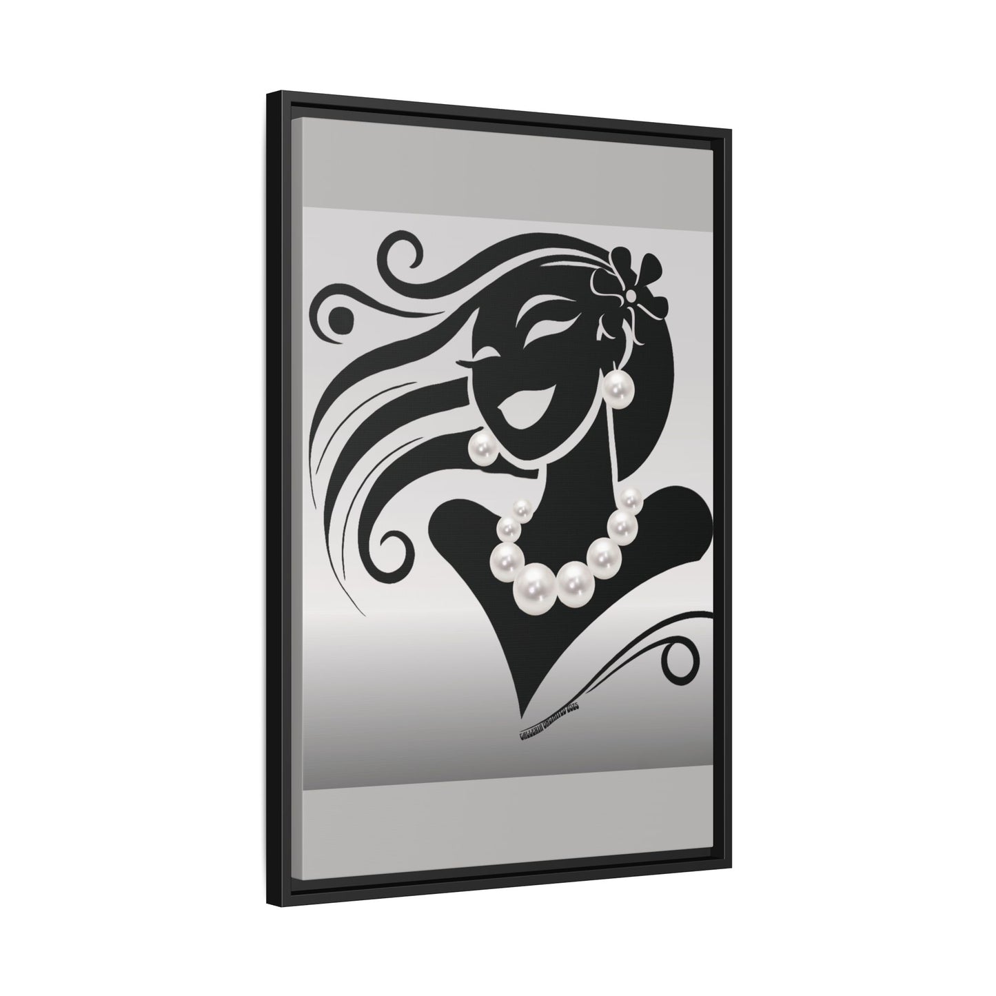 Pearls & Curls6 | Black and White - Framed Matte Canvas Art (black or white frame)