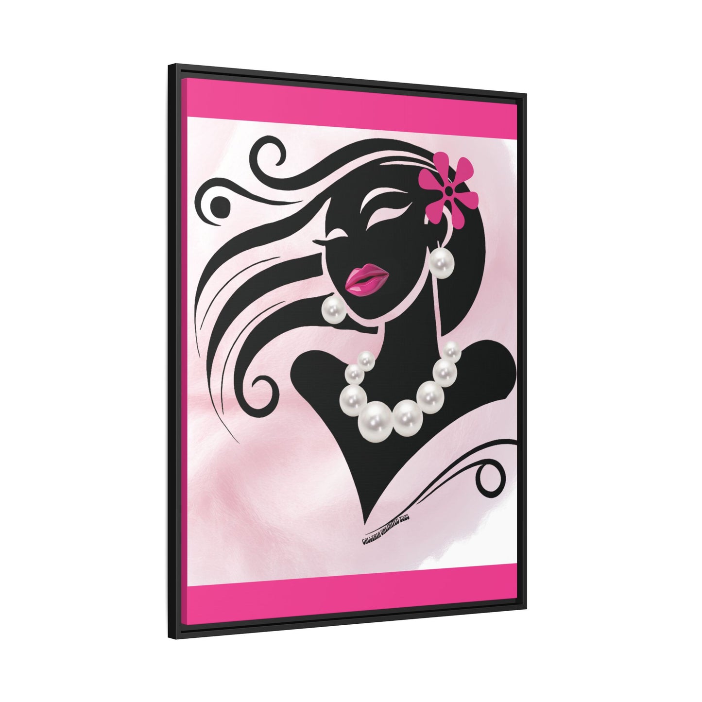 Pearls & Curls6 | Pink Pout - Framed Matte Canvas Art