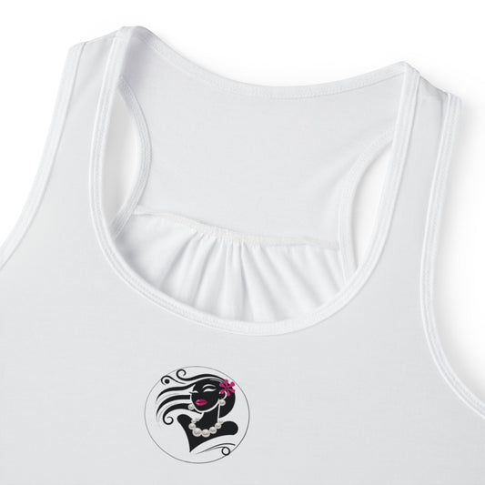Pearls & Curls6 | White - Pink Pout Ringer Tank (black or white trim)