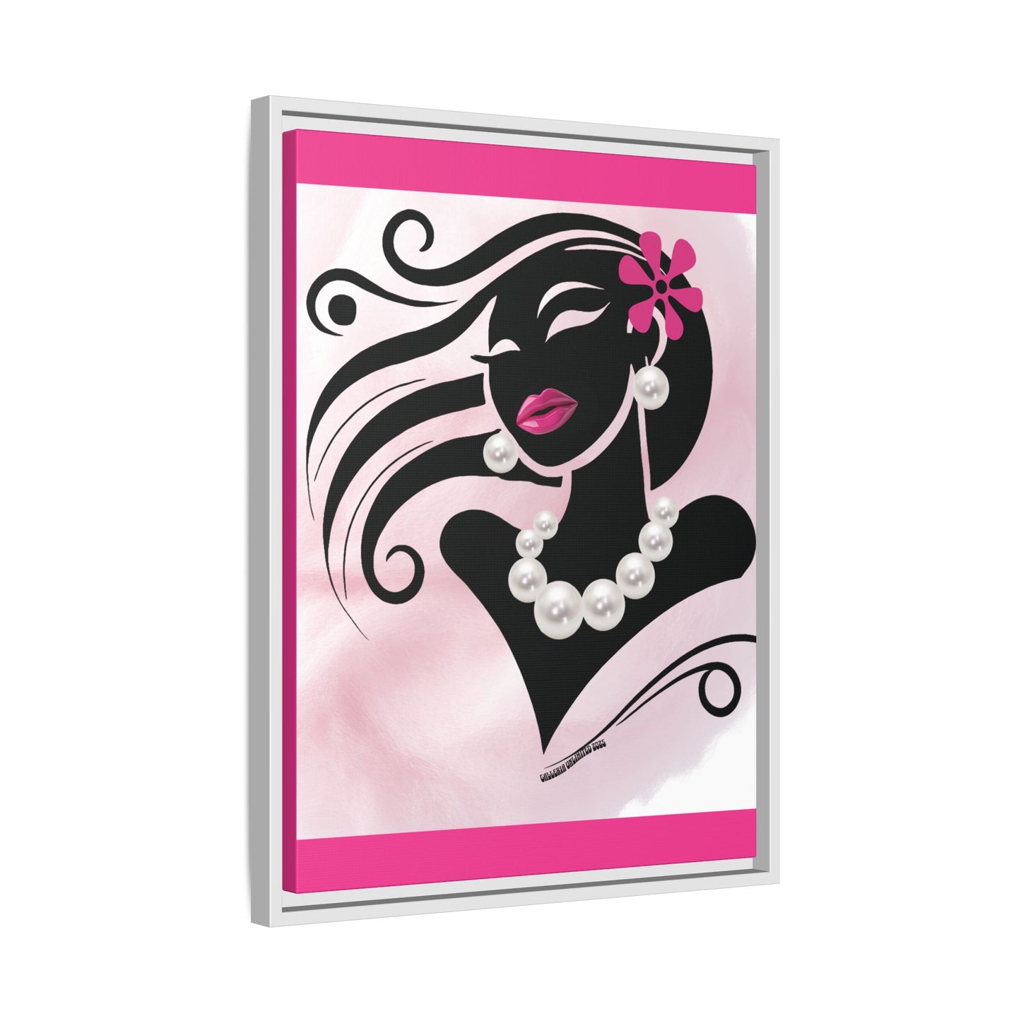 Pearls & Curls6 | Pink Pout - Framed Matte Canvas Art