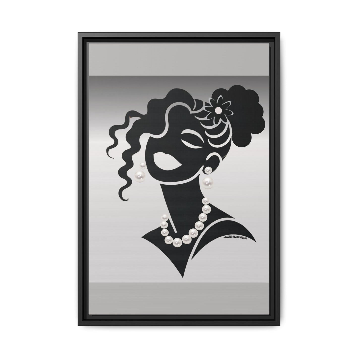 Pearls & Curls5 | Black and White - Framed Matte Canvas Art (black or white frame)