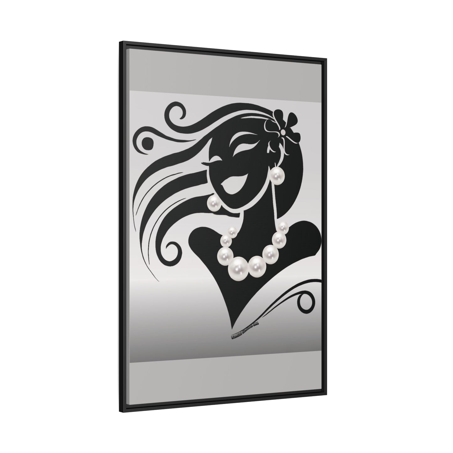 Pearls & Curls6 | Black and White - Framed Matte Canvas Art (black or white frame)