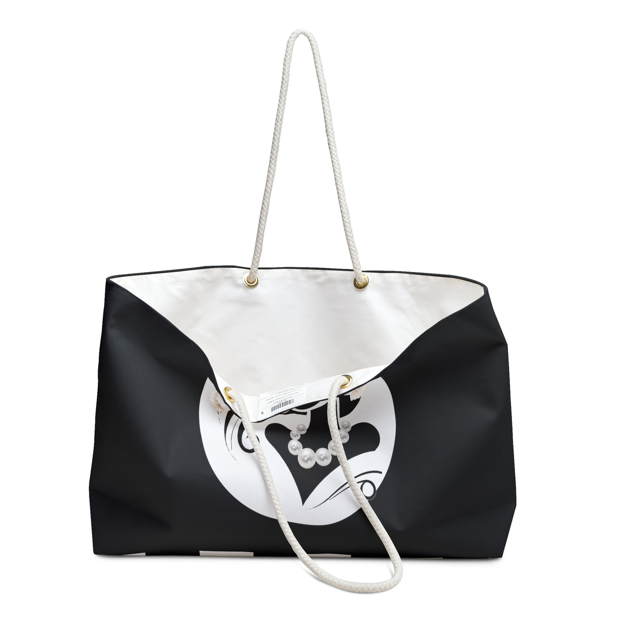 Pearls & Curls 6 | Black Double-Sided Weekender Bag