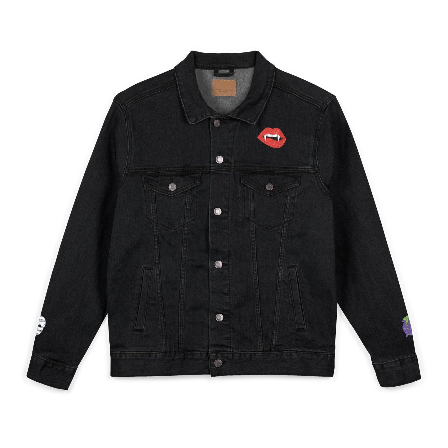 The Spooky Edit1 - Embroidered Denim Jacket (classic and black denim)