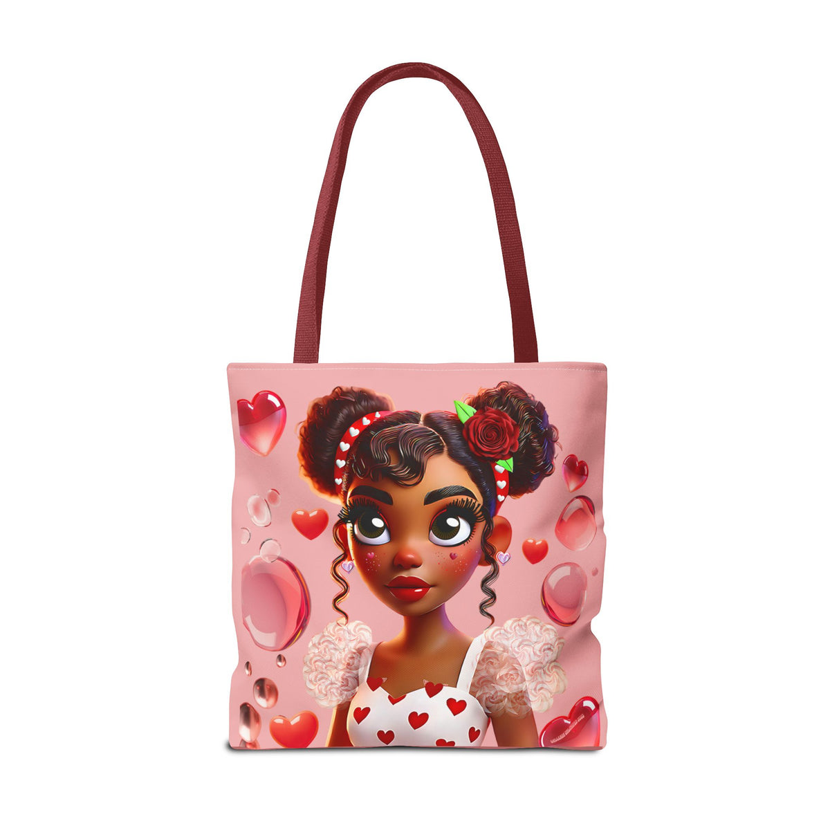 Heartbreaker Girl | Bubble Gum All -Over-Print Two-Tone Tote Bag (multiple strap colors)