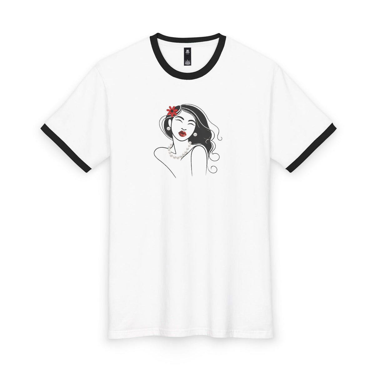 Pearls & Curls 3 | Oversized Ringer Tee (red or black trim)