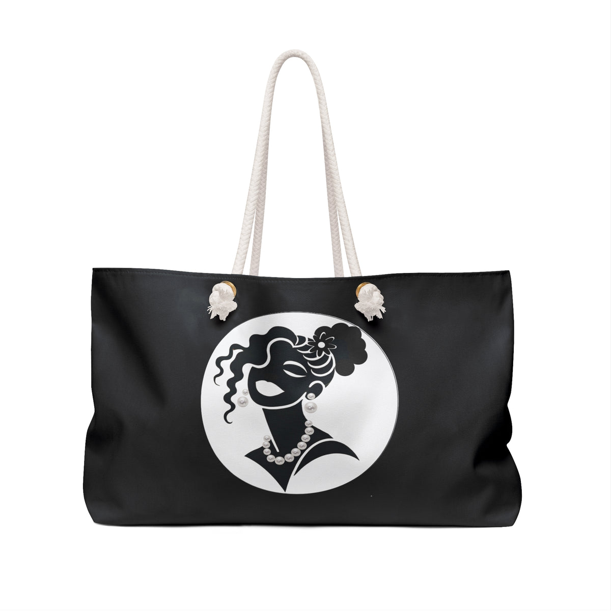 Pearls & Curls 5 | Black Double-Sided Weekender Bag