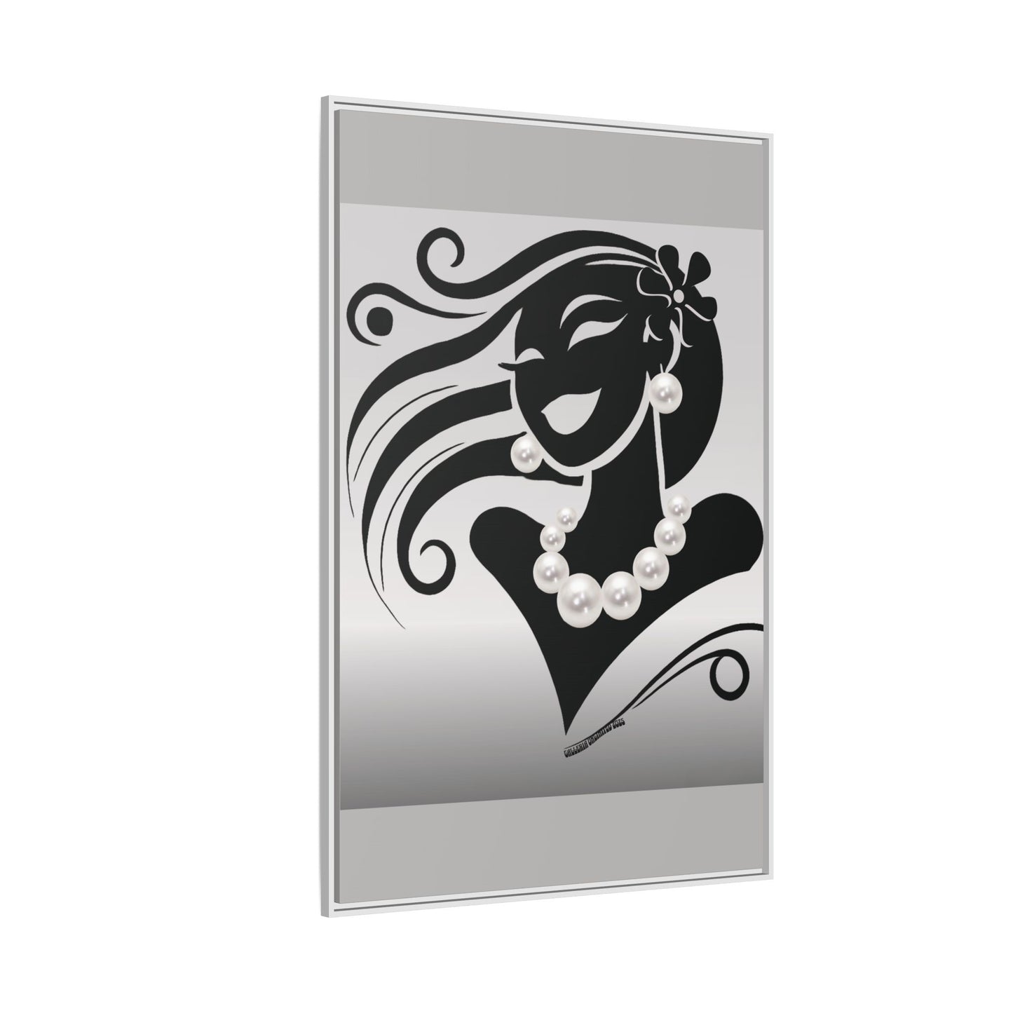 Pearls & Curls6 | Black and White - Framed Matte Canvas Art (black or white frame)