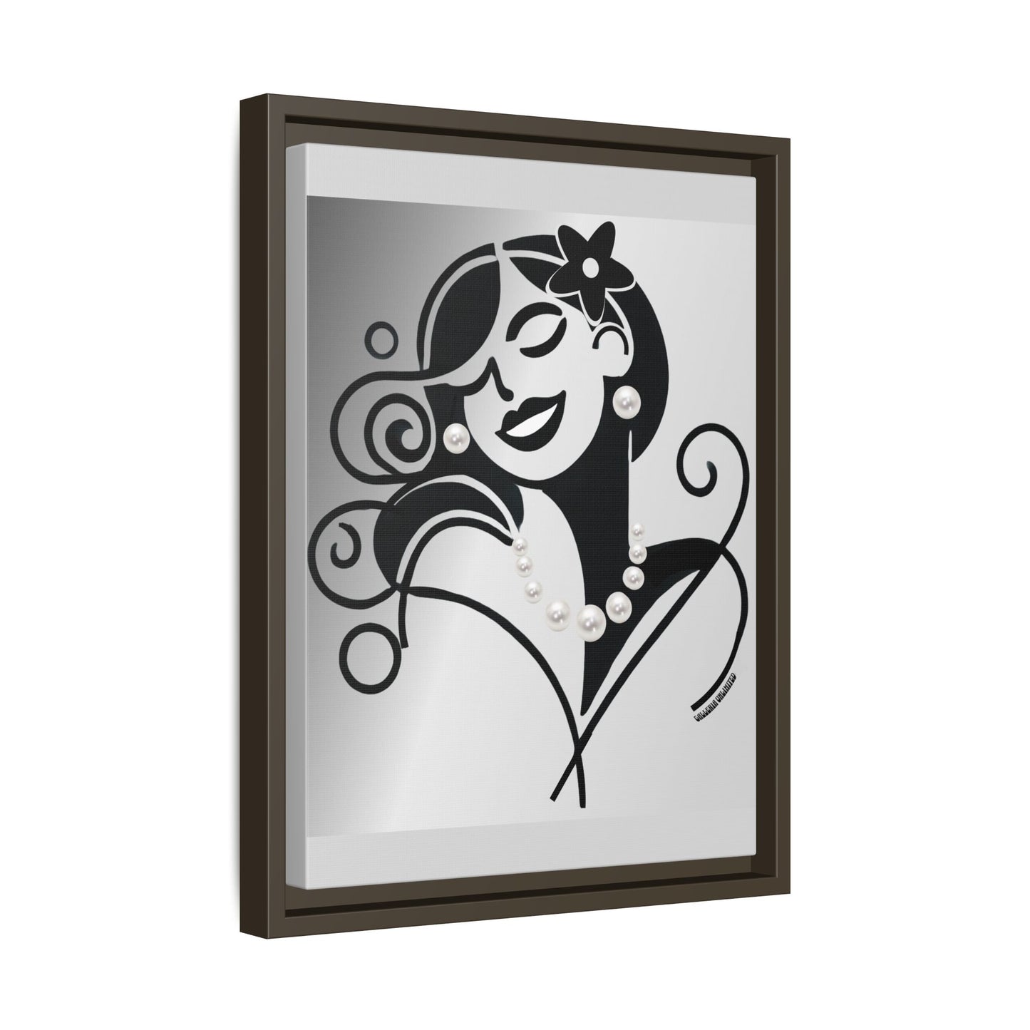 Pearls & Curls 4 | Black and White Framed Matte Canvas Wall Art (black or white frame)