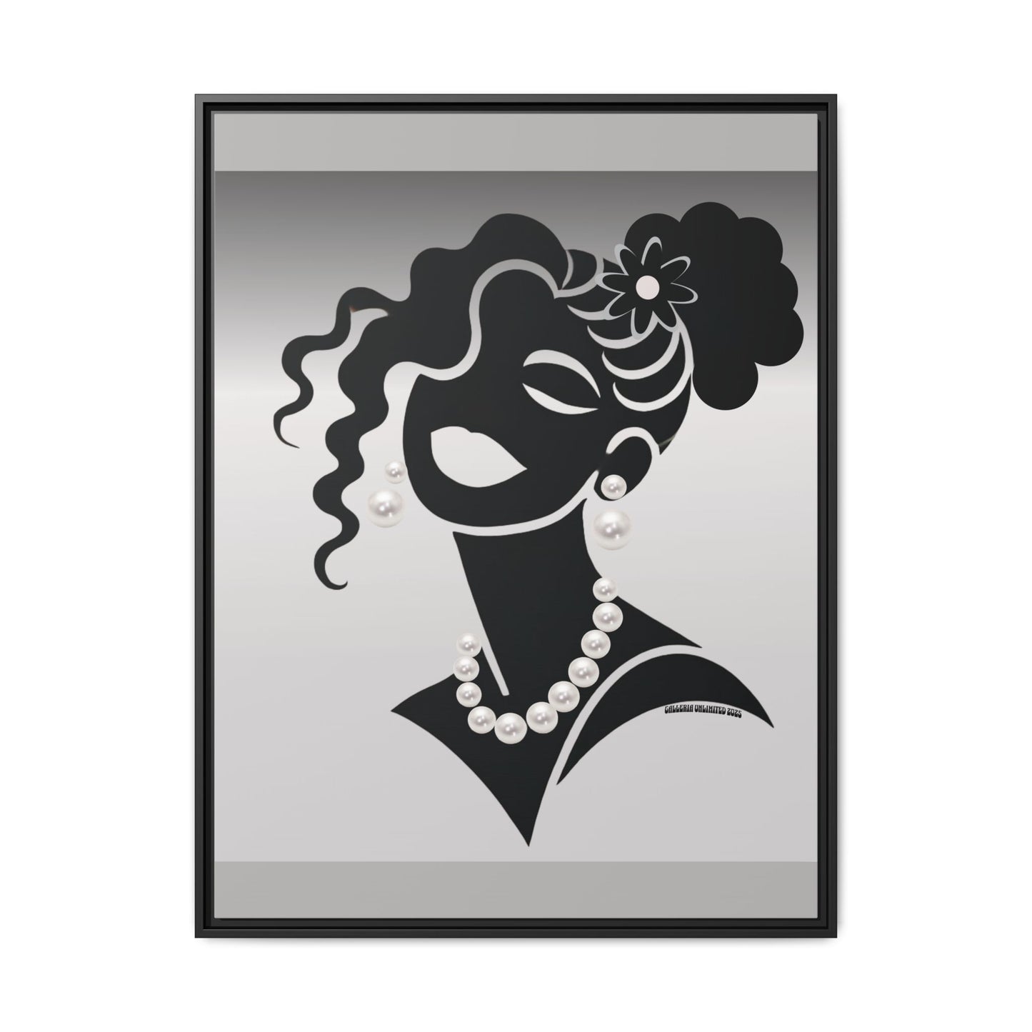 Pearls & Curls5 | Black and White - Framed Matte Canvas Art (black or white frame)