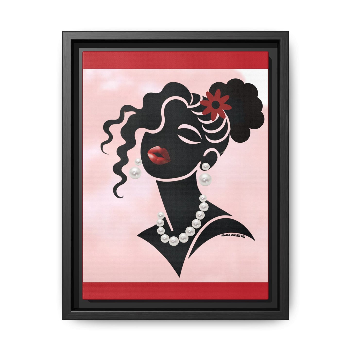 Pearls & Curls5 | Ruby Kiss - Framed Matte Canvas Art (black or white frame)