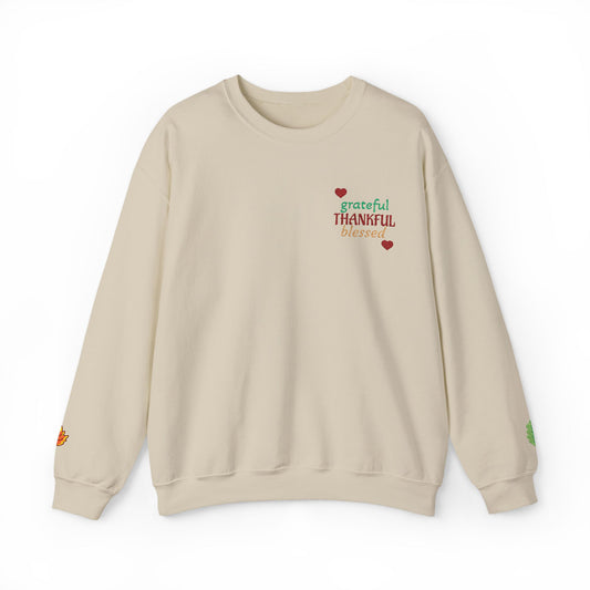 Autumn Harvest 2 | Grateful, THANKFUL, Blessed Fall Crewneck Sweatshirt light colors)