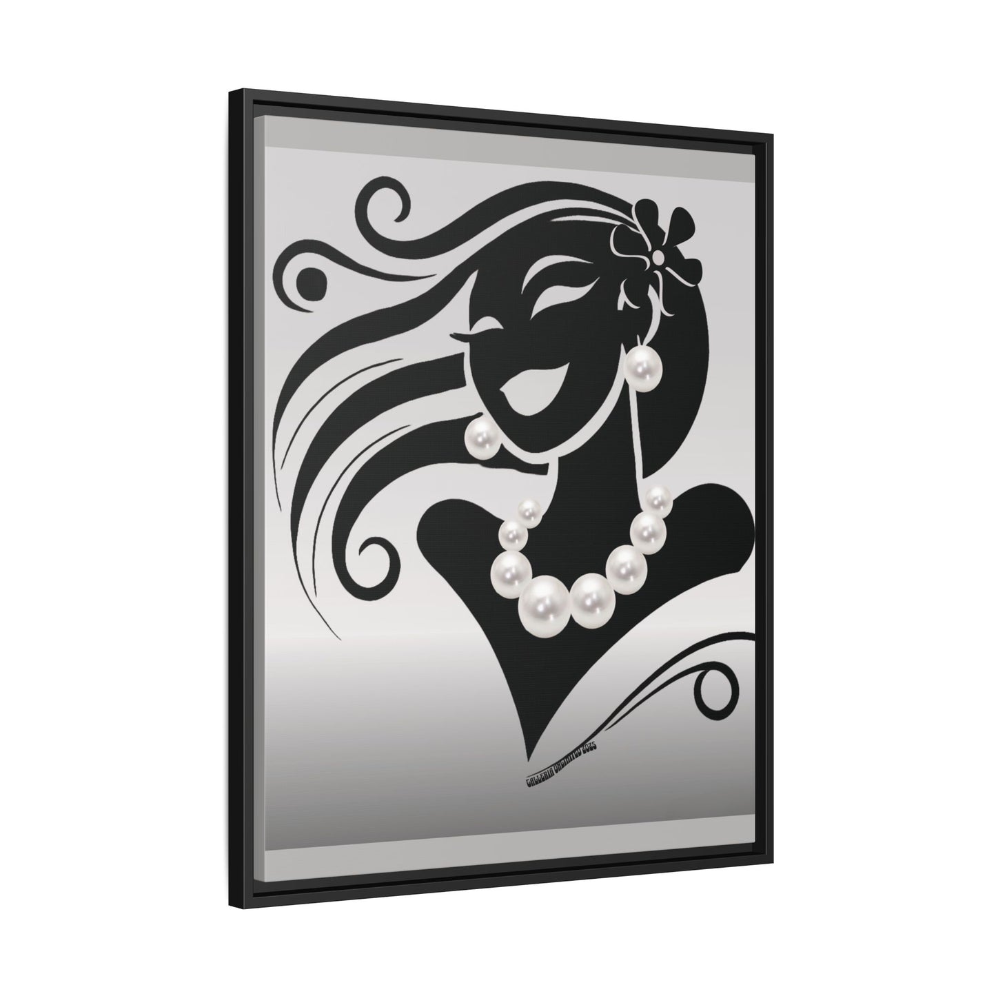 Pearls & Curls6 | Black and White - Framed Matte Canvas Art (black or white frame)
