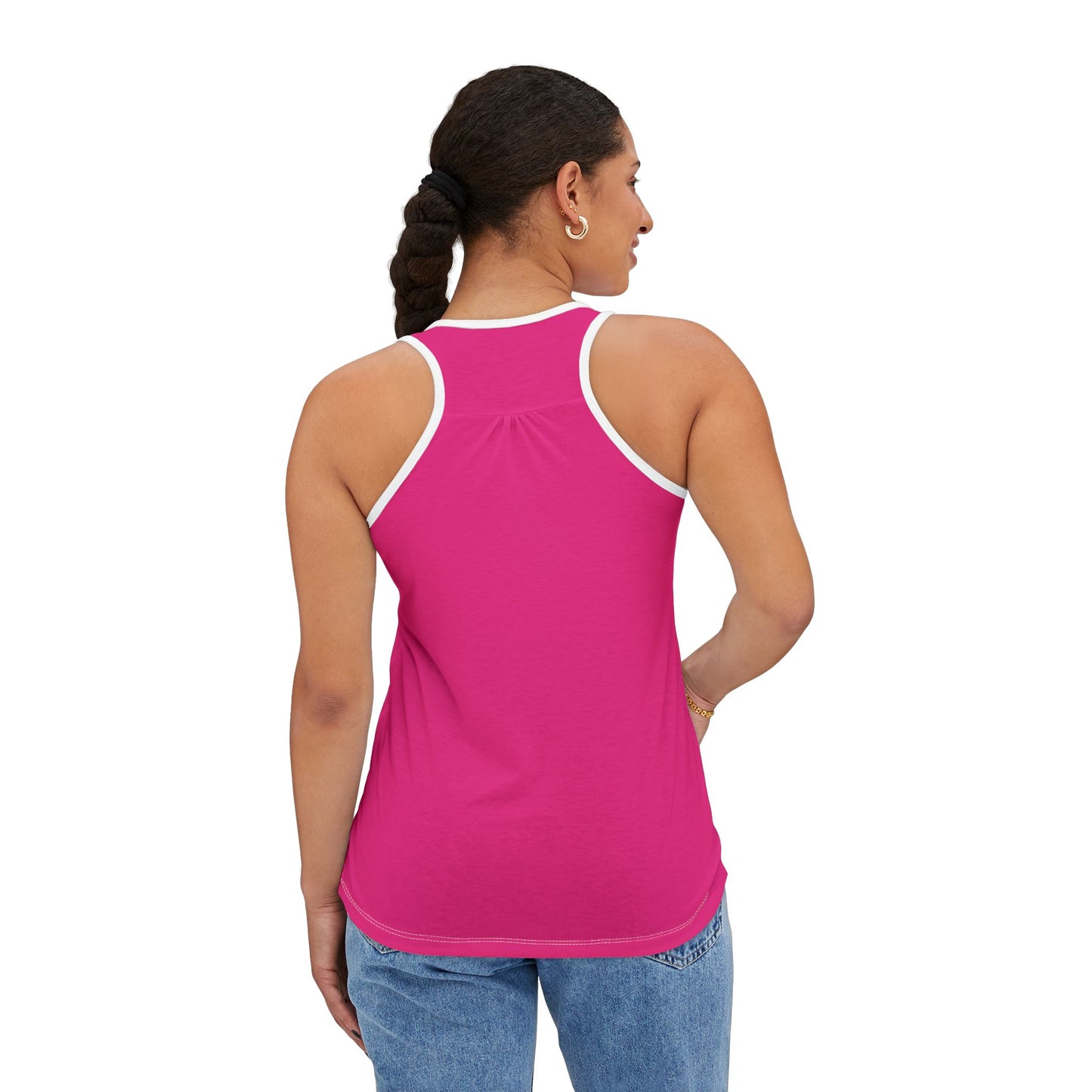 Pearls & Curls2| Pink - Pink Pout Ringer Tank (black or white trim)