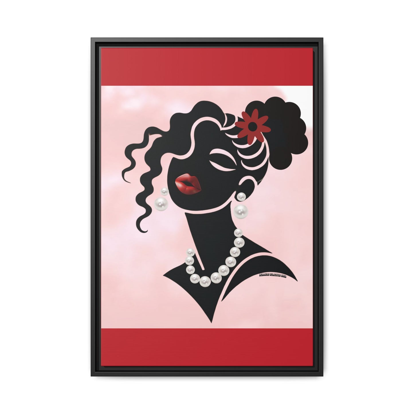 Pearls & Curls5 | Ruby Kiss - Framed Matte Canvas Art (black or white frame)
