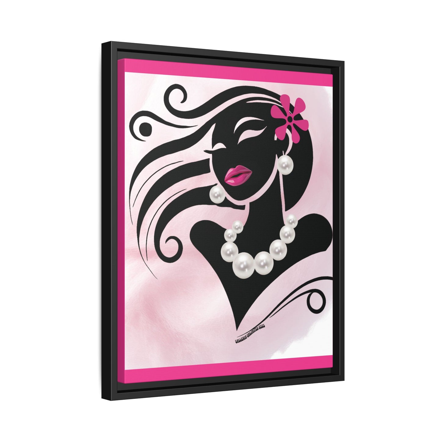 Pearls & Curls6 | Pink Pout - Framed Matte Canvas Art