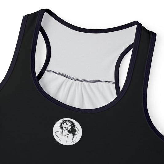 Pearls & Curls3 | Black - Plain Ringer Tank (black or white trim)