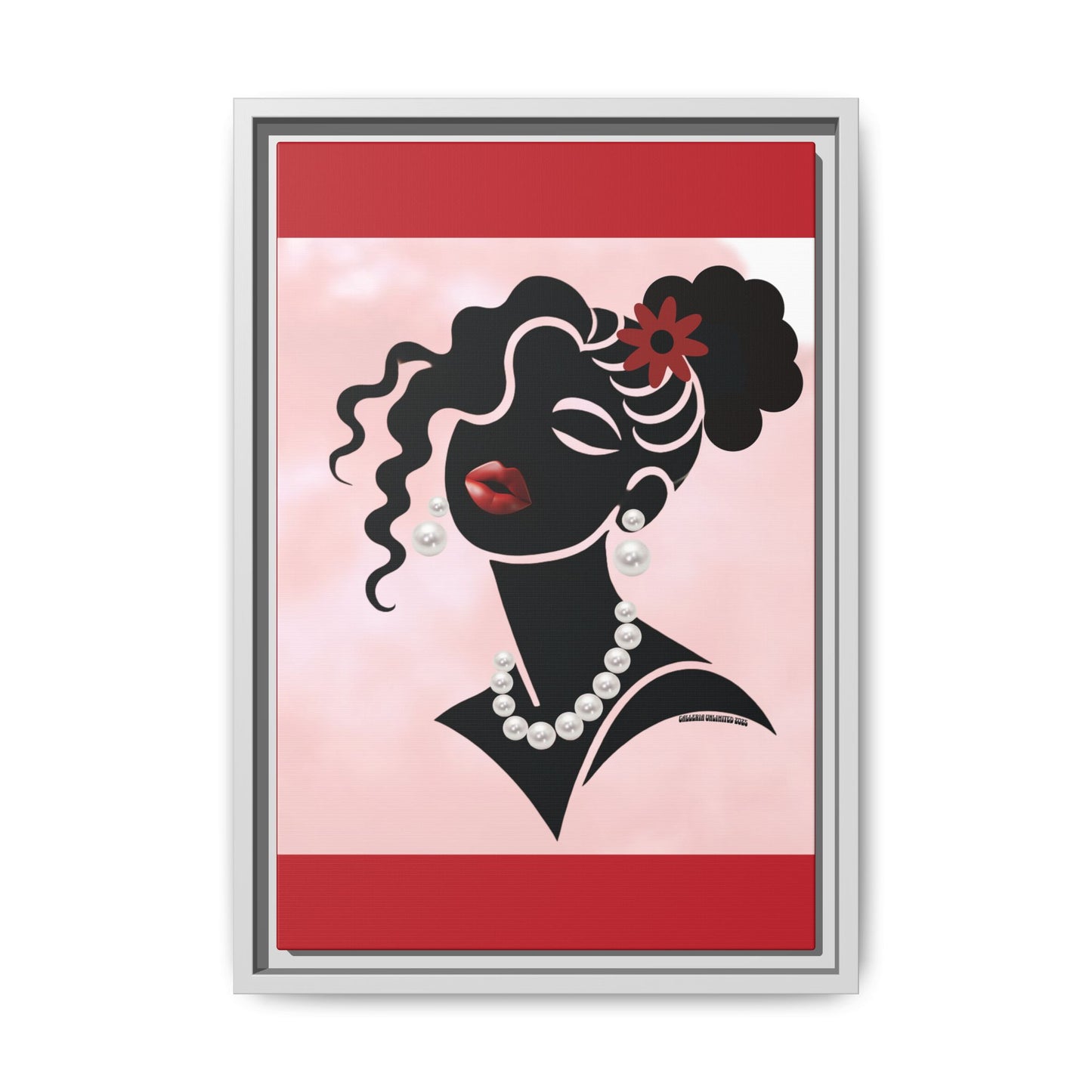 Pearls & Curls5 | Ruby Kiss - Framed Matte Canvas Art (black or white frame)